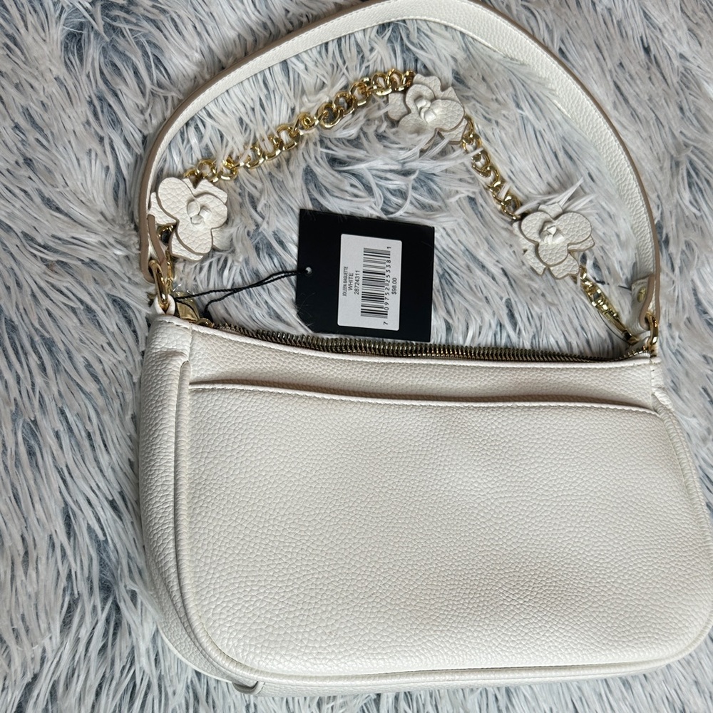 Nanette Lepore White Shoulder Bag with Gold Chain